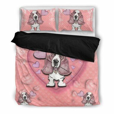 Valentine&#039;S Day Specialbasset Hound Print Bedding Set , Comforter Set