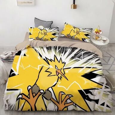 Pokemon Pikachu #38 Duvet Cover Quilt Cover Pillowcase Bedding Set Bed Linen Home Bedroom Decor , Comforter Set