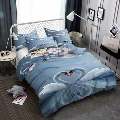 Swans &amp;amp; Cherry Blossom 3D Customize Bedding Set/ Duvet Cover Set/  Bedroom Set/ Bedlinen , Comforter Set