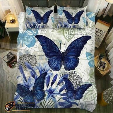 DefaultBlue Lily Viceroy Butterfly3D Customize Bedding Set Duvet Cover SetBedroom Set Bedlinen , Comforter Set