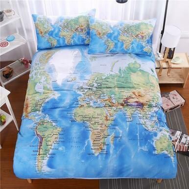 World Map 3D Customize Bedding Set Duvet Cover SetBedroom Set Bedlinen , Comforter Set