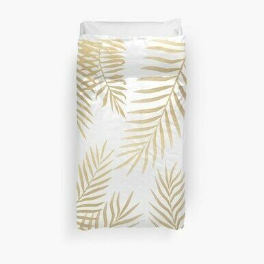 Gold Palm Leaves 3D Personalized Customized Duvet Cover Bedding Sets Bedset Bedroom Set , Comforter Set