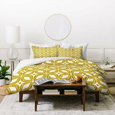 Heather Dutton Starbust Gold Duvet Cover Bedding Sets , Comforter Set