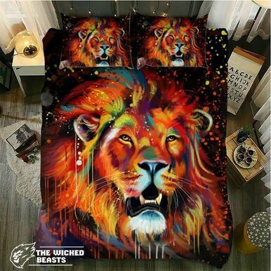 Watercolor Lion3D Customize Bedding Set Duvet Cover SetBedroom Set Bedlinen , Comforter Set