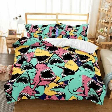 Wholesale 3D Natural Scenery Shark Printed Bedding Sets Duvet Cover Set EXR8272 , Comforter Set
