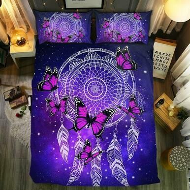 Black Pink Butterfly And Dreamcatchers3D Customize Bedding Set Duvet Cover SetBedroom Set Bedlinen , Comforter Set