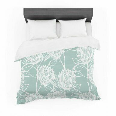 Gill Eggleston &amp;quot;Protea Jade White&amp;quot; Blue Flowers Featherweight3D Customize Bedding Set Duvet Cover SetBedroom Set Bedlinen , Comforter Set