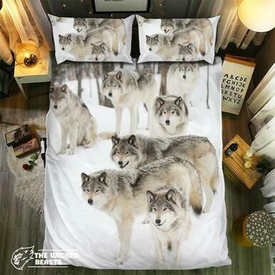 Snow Wolf Pack #092123D Customize Bedding Set Duvet Cover SetBedroom Set Bedlinen , Comforter Set