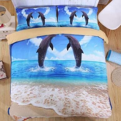 Dolphin 3D Personalized Customized Bedding Sets Duvet Cover Bedroom Sets Bedset Bedlinen , Comforter Set