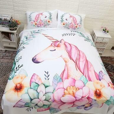 Cute Unicorn 3D Customize Bedding Set Duvet Cover SetBedroom Set Bedlinen , Comforter Set