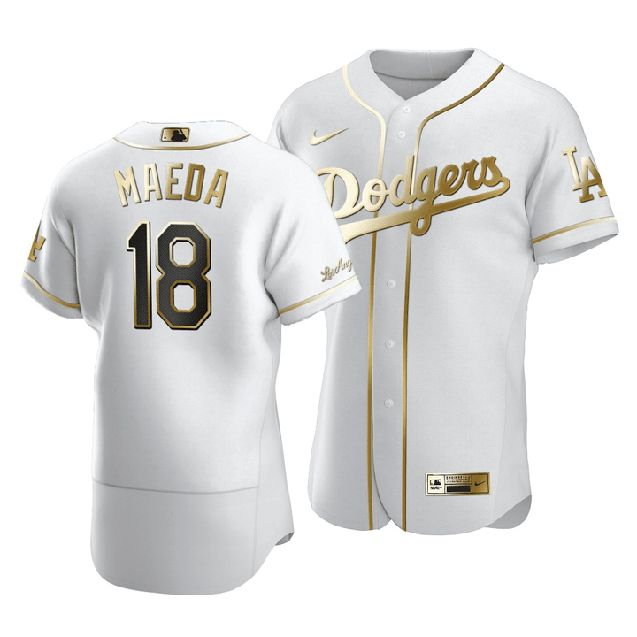 Dodgers Kenta Maeda #18 Golden Edition White  Jersey