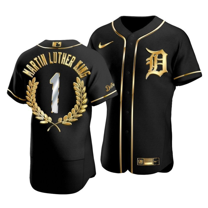 Men's Detroit Tigers Martin Luther King Black Special Golden Edition Jersey , MLB Jersey