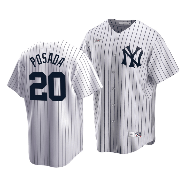 Men's New York Yankees Jorge Posada #20 Cooperstown Collection White Home Jersey , MLB Jersey