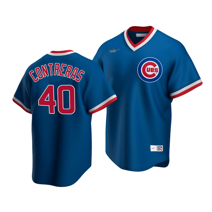 Men's Chicago Cubs Willson Contreras #40 Cooperstown Collection Royal Road Jersey , MLB Jersey