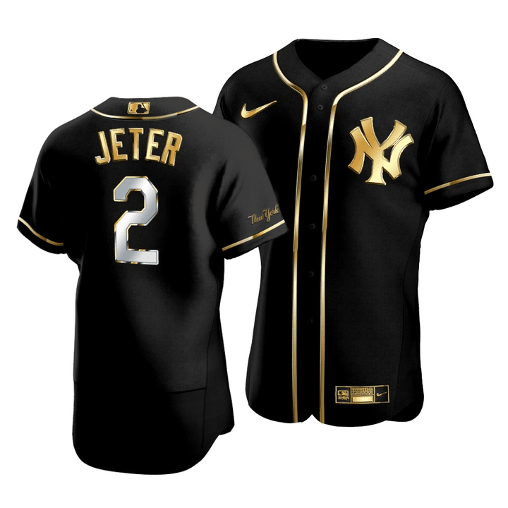 Men's New York Yankees Derek Jeter #2 Golden Edition Black  Jersey , MLB Jersey