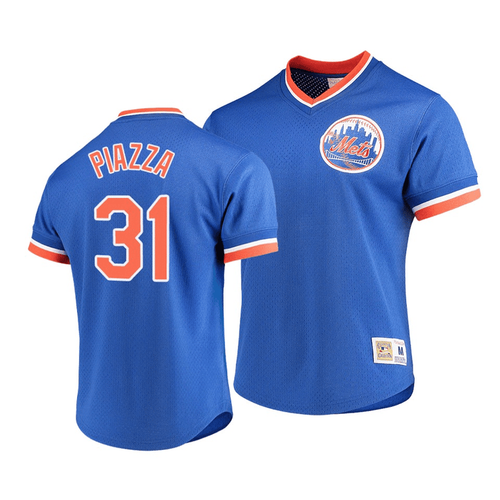 Men's New York Mets Mike Piazza #31 Cooperstown Collection Mesh V-Neck Jersey Royal , MLB Jersey