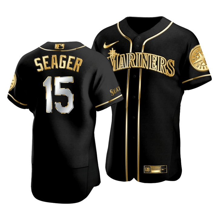Men's Seattle Mariners Kyle Seager #15 Golden Edition Black  Jersey , MLB Jersey