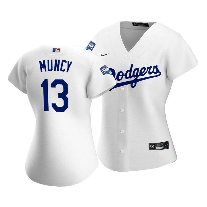 Dodgers Max Muncy #13 2020 World Series Champions White Home Women's Replica Jersey , MLB Jersey
