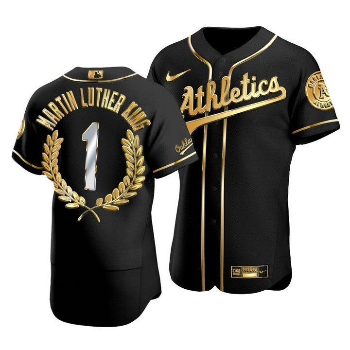 Men's Oakland Athletics Martin Luther King Black Special Golden Edition Jersey , MLB Jersey