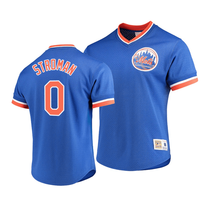 Men's New York Mets Marcus Stroman #0 Cooperstown Collection Mesh V-Neck Jersey Royal , MLB Jersey