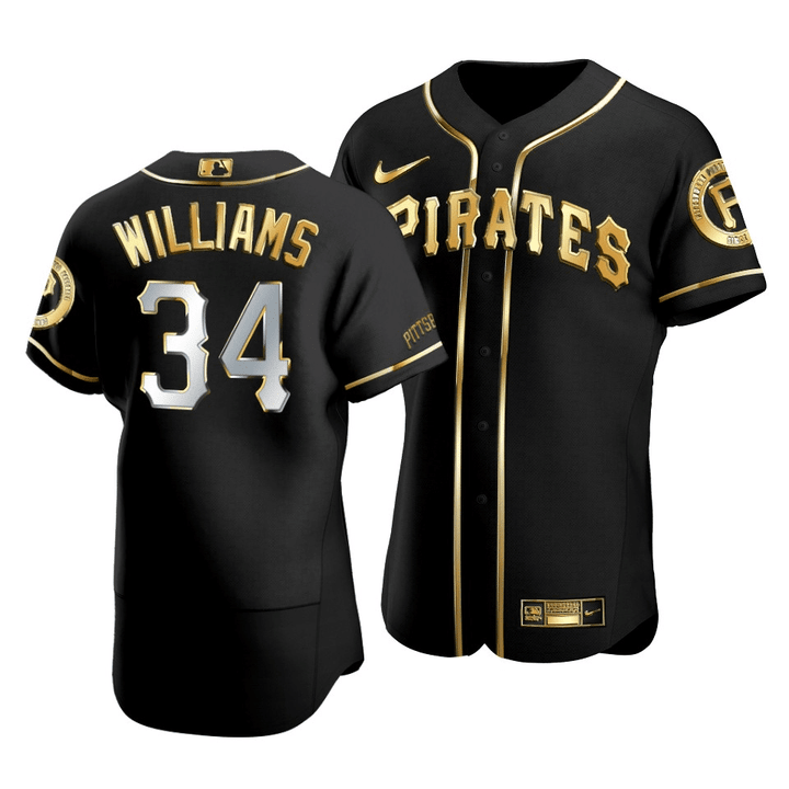 Men's Pittsburgh Pirates Trevor Williams #34 Golden Edition Black  Jersey , MLB Jersey