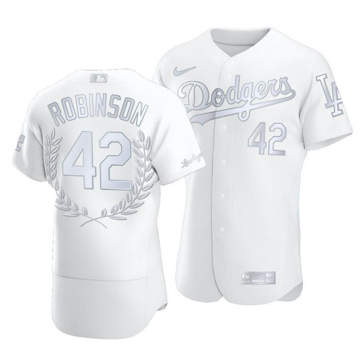 Men Los Angeles Dodgers Jackie Robinson #42 Jackie Robinson Day Platinum Edition Jersey White , MLB Jersey