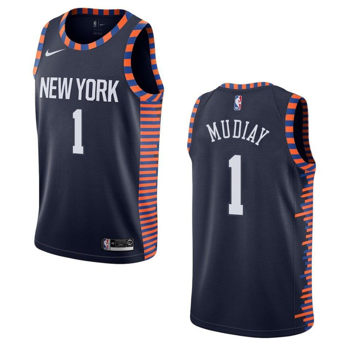 2019-20 Men New York Knicks #1 Emmanuel Mudiay City Edition Swingman Jersey - Navy , Basketball Jersey
