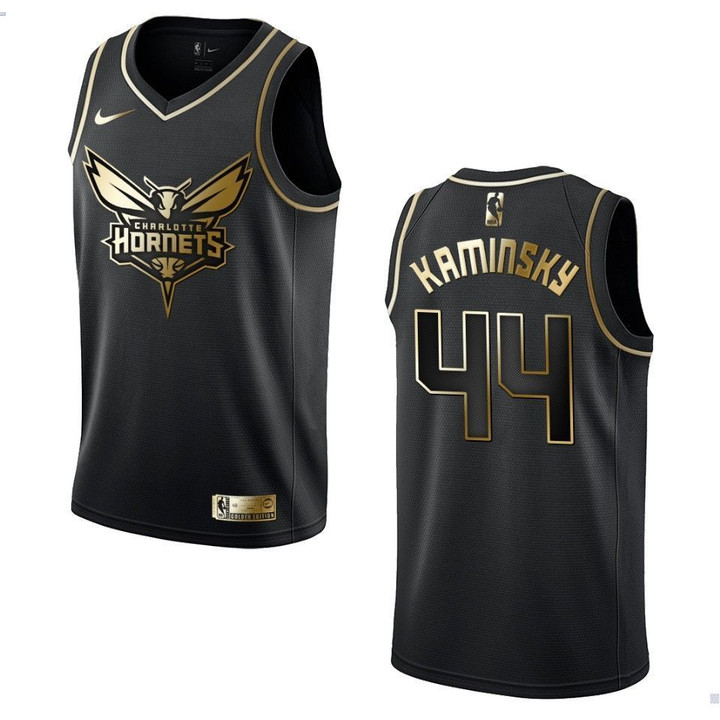 Men's Charlotte Hornets #44 Frank Kaminsky Golden Edition Jersey - Black , Basketball Jersey