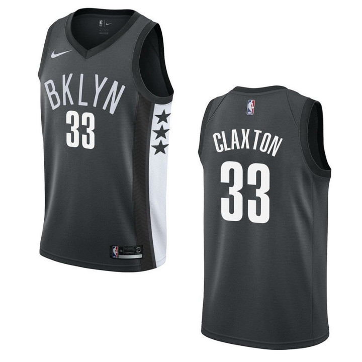 Men's Brooklyn Nets #33 Nicolas Claxton Statement Swingman Jersey - Black , Basketball Jersey