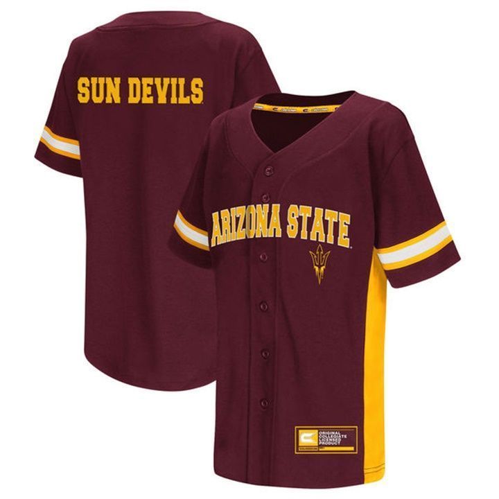 Male Arizona State Sun Devils Maroon NCAA Baseball Jersey , Baseball Uniform