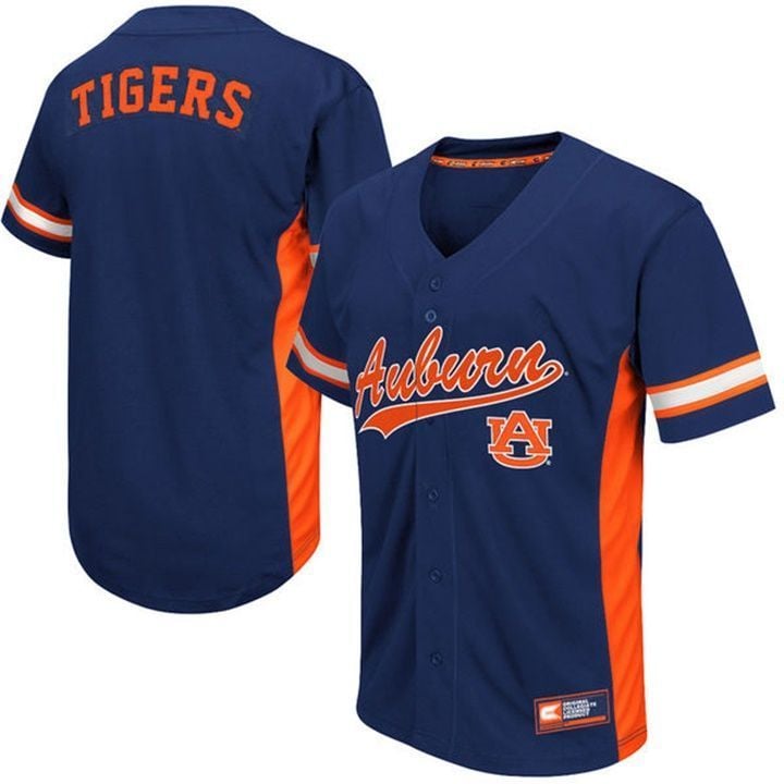 Male Auburn Tigers Navy NCAA Baseball Jersey , Baseball Uniform