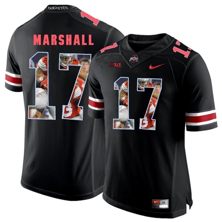 Ohio State Buckeyes Blackout Jalin Marshall Player Pictorial Jersey