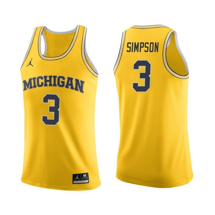 Michigan Wolverines Maize Zavier Simpson Basketball Jersey