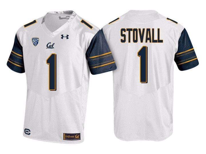 Male Cal Bears White Melquise Stovall PAC-12 College Football New-Season Road Jersey