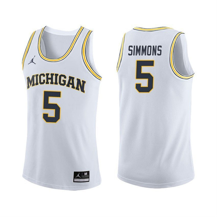 Michigan Wolverines White Jaaron Simmons Basketball Jersey