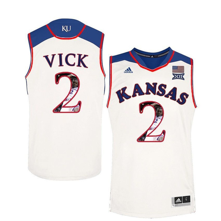 Male Kansas Jayhawks White Lagerald Vick College Basketball Portrait Jersey