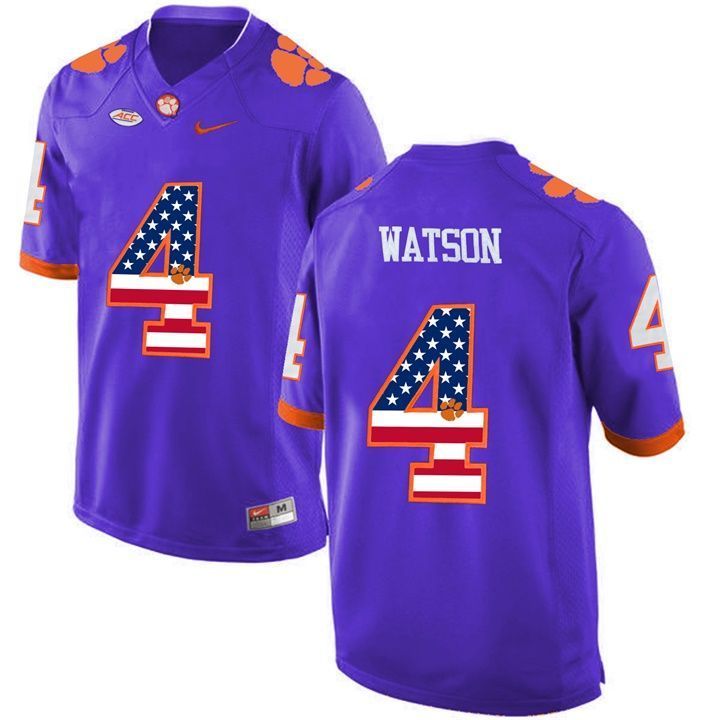 Male Clemson Tigers Purple DeShaun Watson NCAA Football Fashion Jersey