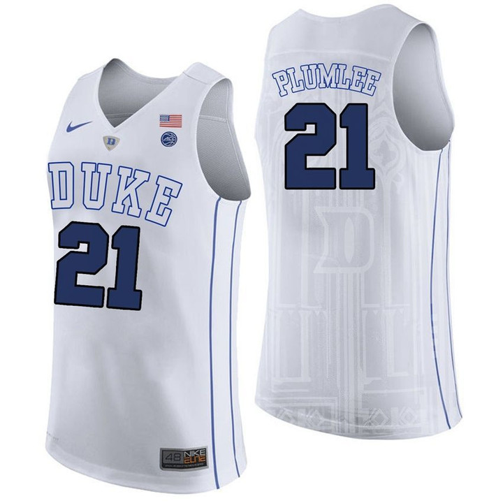 Male Duke Blue Devils White Miles Plumlee College Basketball Performance Jersey
