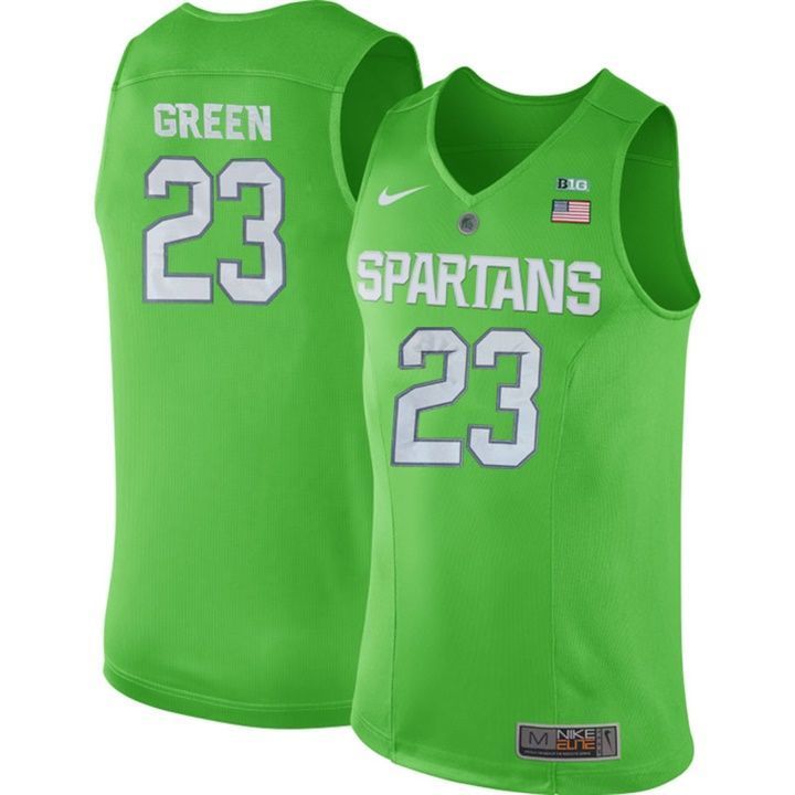 Male Michigan State Spartans Green Draymond Apple NCAA Basketball Jersey