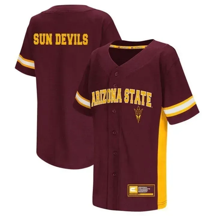 Male Arizona State Sun Devils Maroon NCAA Baseball Jersey , Baseball Uniform , NCAA jerseys