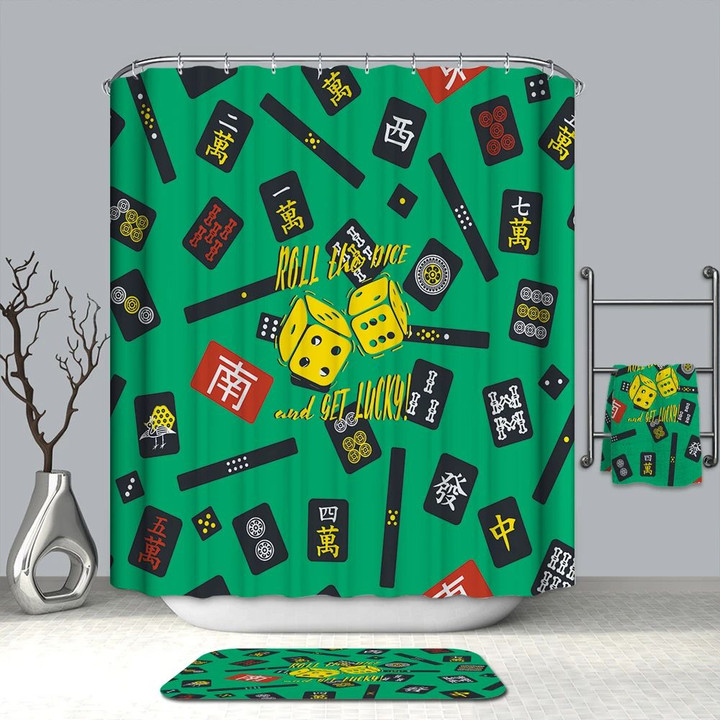 Get Lucky Mahjong Shower Curtain Bathroom Decor