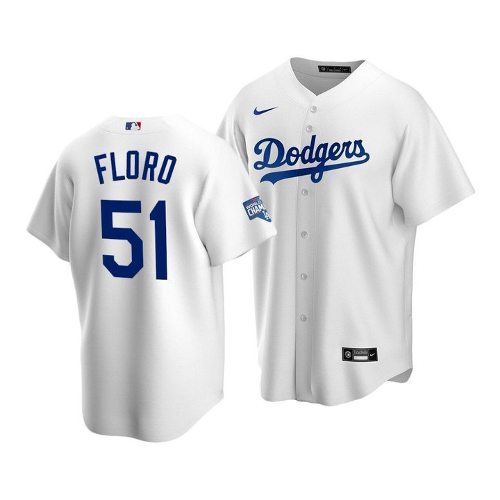 Youth Los Angeles Dodgers Dylan Floro #51 2020 World Series Champions Home Replica Jersey White , MLB Jersey