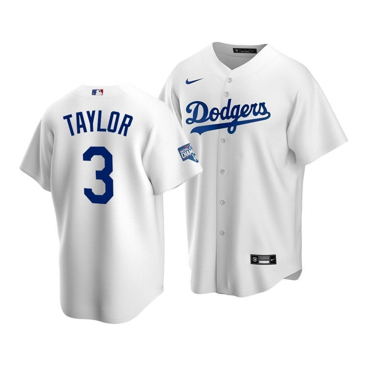 Youth Los Angeles Dodgers Chris Taylor #3 2020 World Series Champions Home Replica Jersey White , MLB Jersey