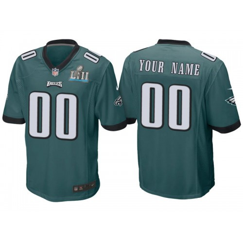 Custom Nfl Jersey, Youth Philadelphia Eagles Green Super Bowl LII Bound Game Customized Jersey