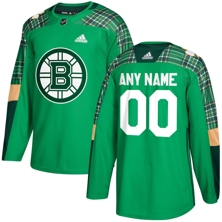 Men's Custom NHL Boston Bruins Personalized Green St. Patrick’s Day Custom Practice NHL Jersey