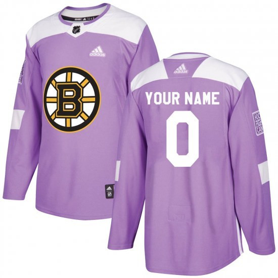 Custom Boston Bruins Men's  Fights Cancer Practice Jersey - Purple