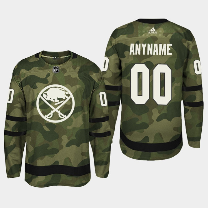 Men's Buffalo Sabres Custom #00 2019 Armed Special Forces Jersey - Camo