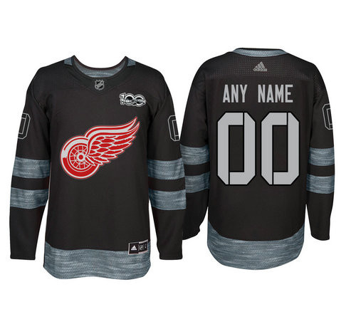 Men's Detroit Red Wings Black 1917-2017 100th Anniversary Stitched NHL Custom Jersey