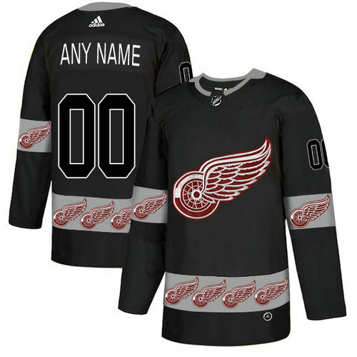 Youth's Red Wings Custom Black Team Logos Fashion  Jersey