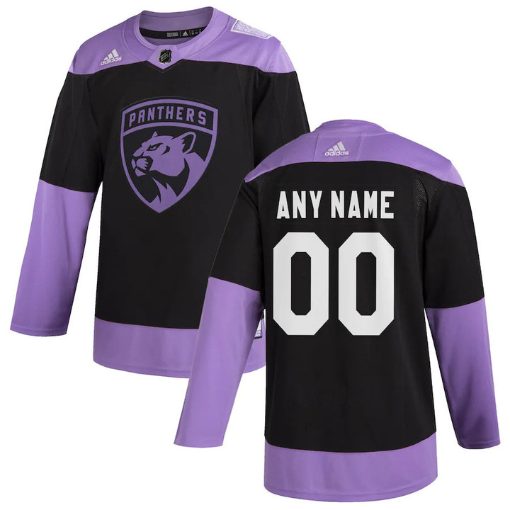 Custom Florida Panthers Jersey, Youth's Florida Panthers Hockey Fights Cancer Custom Practice Jersey - Black